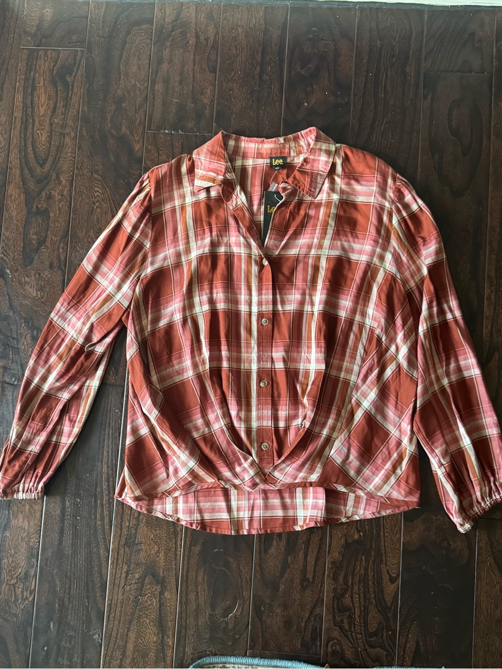 Lee Women's Rust Plaid Button-Down Shirt